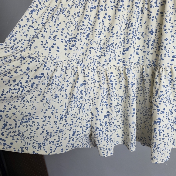Entro Floral Blue and Cream Dress Anthropolgie Romper Small Boho - Picture 6 of 6